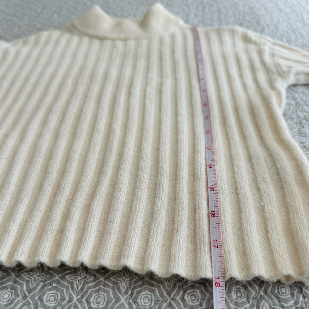 Madewell Cream Ribbed Mock Neck Crop Pullover Sweater Wool Blend Size XS - Picture 7 of 8
